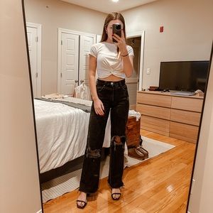 White crop top with knot in front!